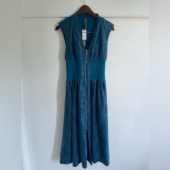 Anthropologie The Tommie Cap-Sleeve Front-Zip Shirt Dress Lace Edition Sz XS NWT - Picture 6 of 13